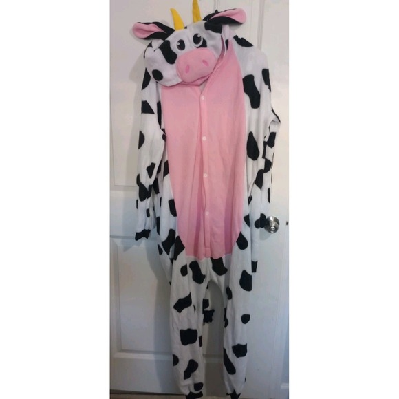 Spooktacular Creations Pants - Spooktacular Creations Adult Cow Hooded Jumpsuit Costume Unisex Size Small Plush